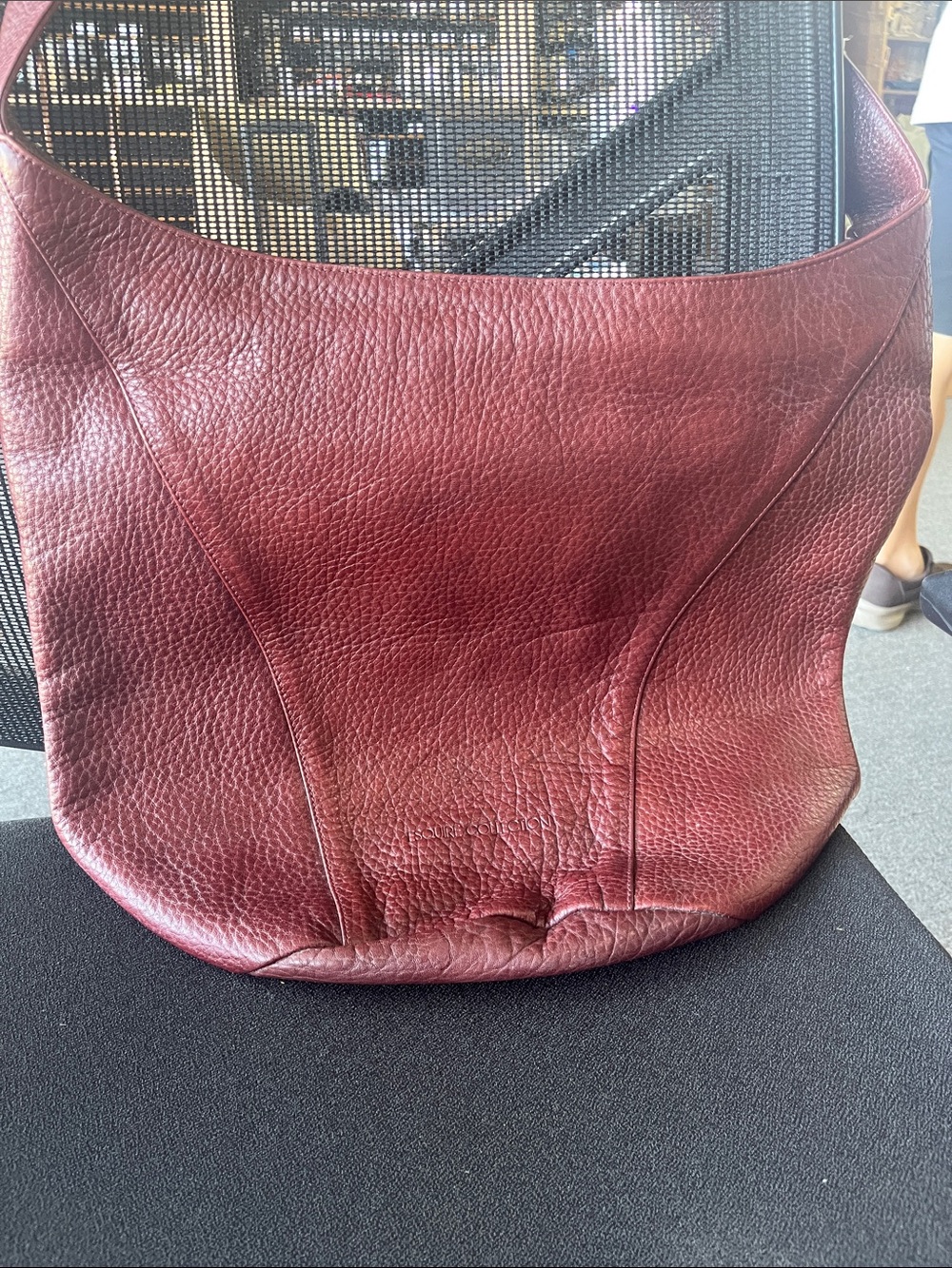 Pebbled Leather Shoulder Bag in Deep Wine